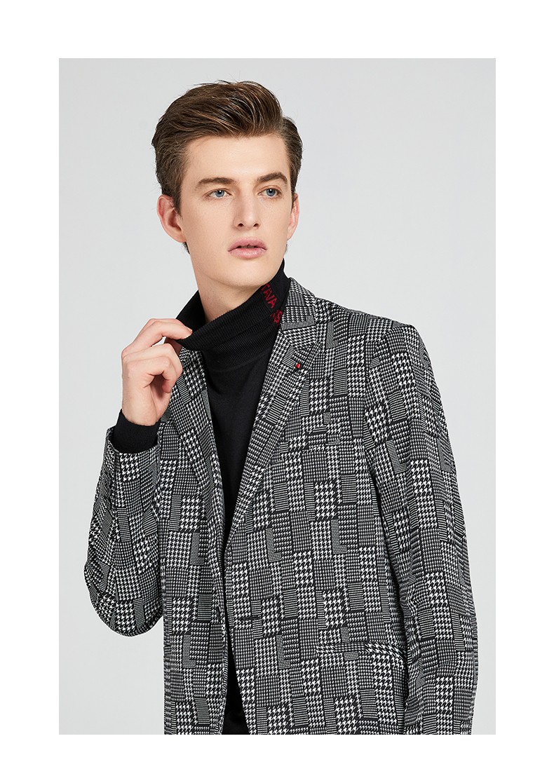 斯得雅西服男春秋新款韩版潮流休闲西装千鸟格单西男士格子便西外套