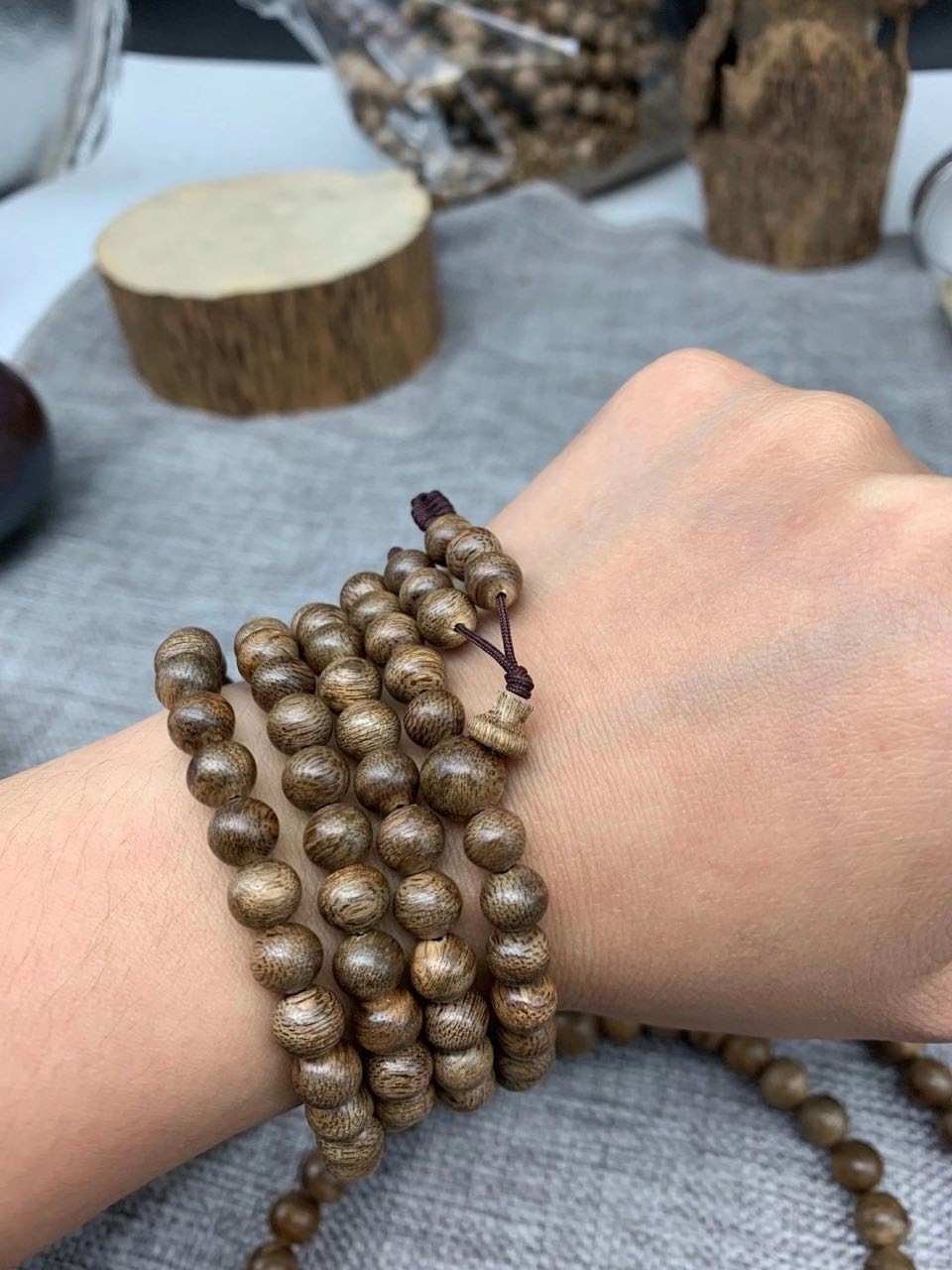 森洲海南水格沉香手串黑油格保真天然老料佛珠手链念珠6mm108颗花蜜香