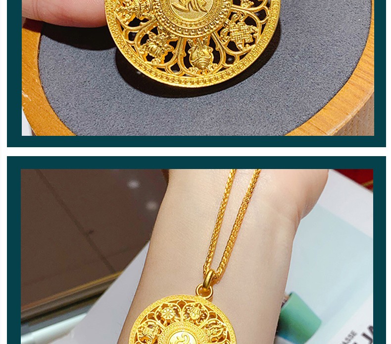 晶大福黄金吊坠男女传承古法金八宝罗盘坠子足金9999纯金挂坠1907克