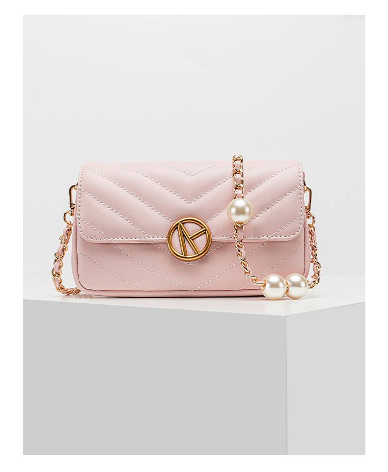 vh链条单肩包女牛皮奢侈品女士包菱格纹轻奢时尚斜挎包百搭小包生日