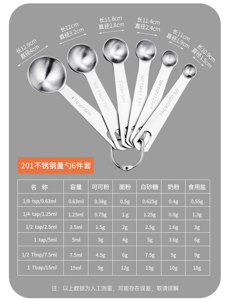咖啡量勺2g不锈钢量勺果粉勺10克奶粉勺子咖啡厨房刻度计量勺量匙15