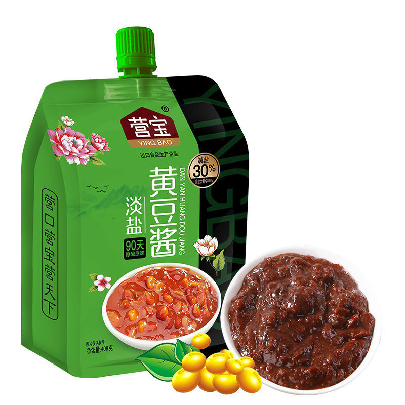 淡盐大酱营宝淡盐黄豆酱408g营口大酱农家大酱东北大酱大葱蘸酱沾菜酱