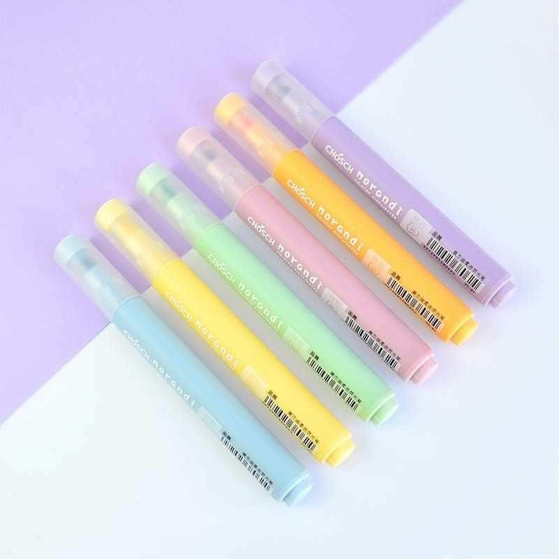 精选品质马卡龙色荧光笔三角杆护眼柔色标记划重点笔学生用彩色记号笔