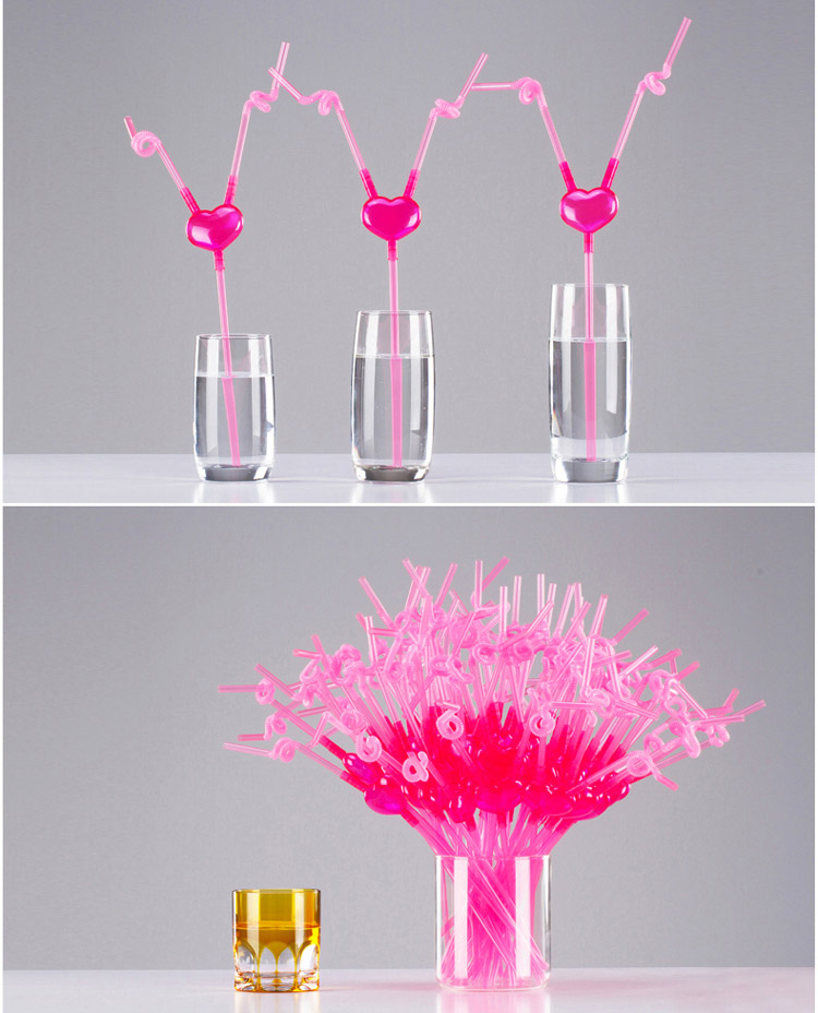 情侣爱心吸管72516爱心双童一次性闺蜜情侣母子单弯diy艺术创新吸管2