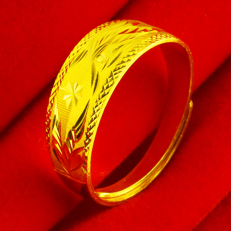 老鳯凰黄金戒指9999足金男女款戒子素圈按克活口结婚首饰真金饰品时尚