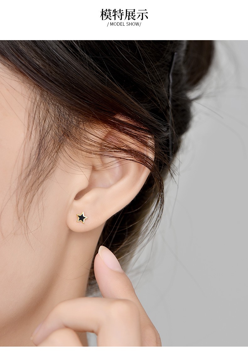 养耳洞时尚彩金耳饰品生日礼物送女友老婆18k黄金耳钉一对永生花礼盒