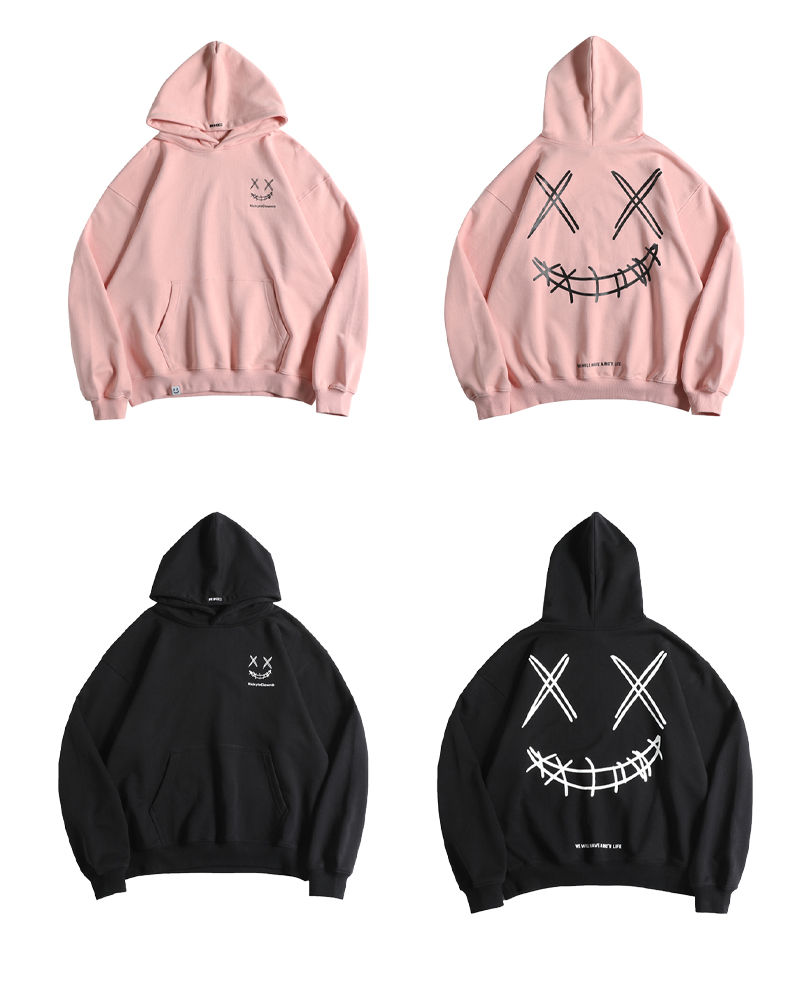 rickyisclownric小丑撕裂笑脸连帽卫衣男加绒连帽国潮情侣装ins白色s