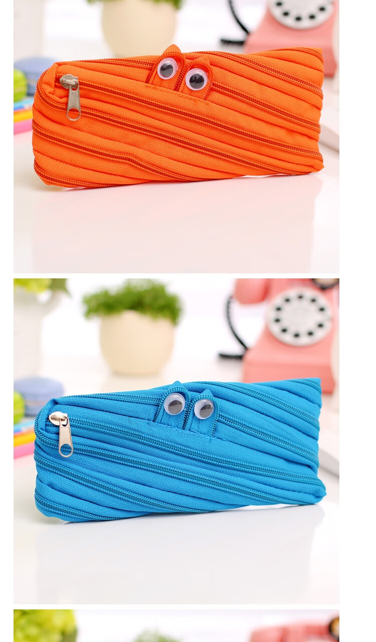 精选品质ins小怪兽笔袋根拉链的创意文具简约可爱大容量帆布拉链旭泽5