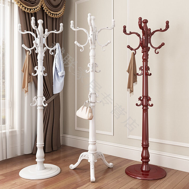 欧式实木衣帽架门厅落地时尚挂衣架客厅衣服架子衣架大衣架319红