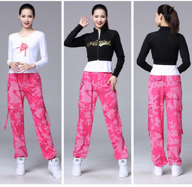 服装新款套装女鬼步舞运动舞蹈服跳舞衣服棉长裤子 白色 莫代尔上衣 m