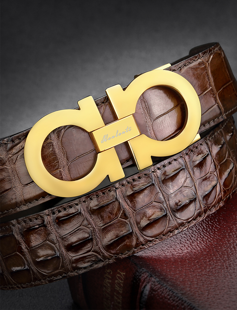 汉兰特泰国鳄鱼皮皮带男名牌奢侈品商务时尚真皮高档尼罗鳄手工纯皮