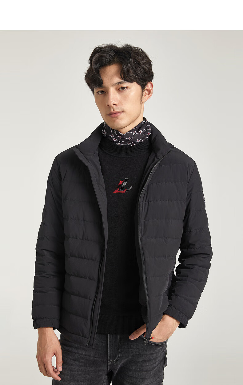 利郎轻薄羽绒服男短款立领2021冬季新款简约休闲白鸭绒羽绒服保暖外套