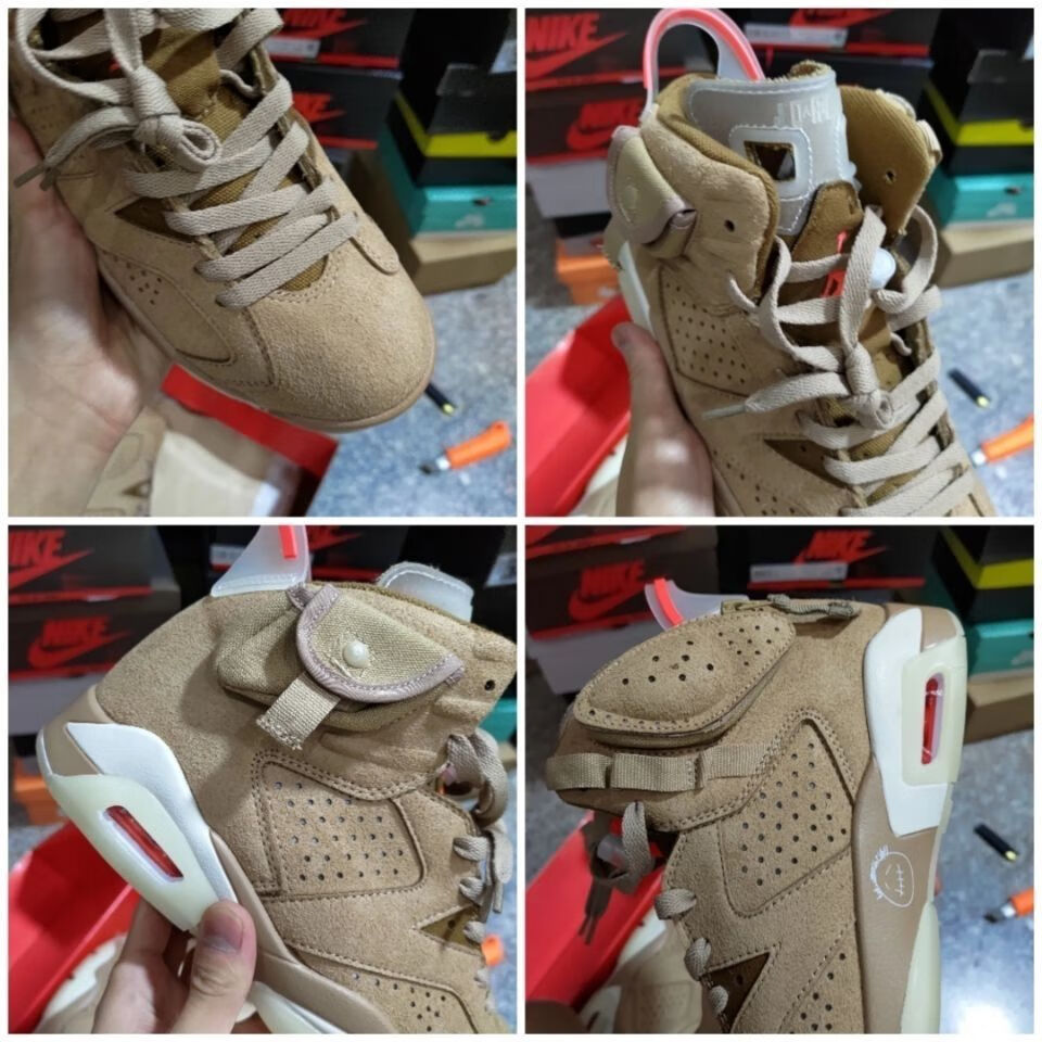 travis 乔6 大学蓝 联名卡其棕 鬼脸夜光口袋男运动鞋 aj6卡其棕 45