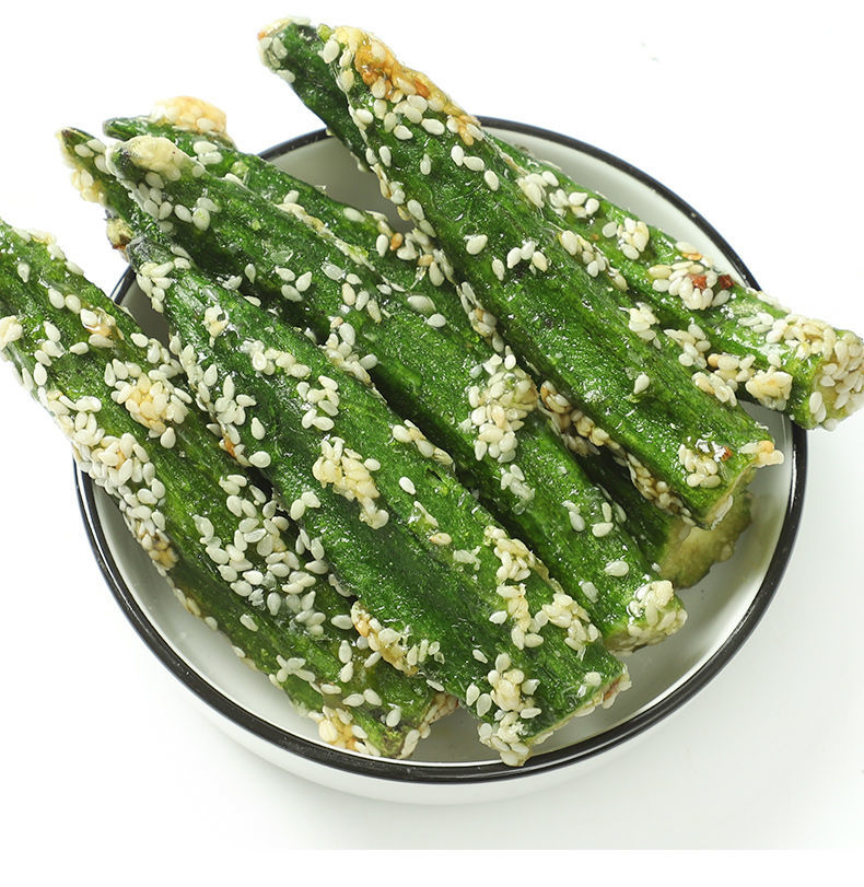 冻干拔丝秋葵脆即食糖煎芝麻蔬菜干无添加剂孕妇网红休闲零食 拔丝秋