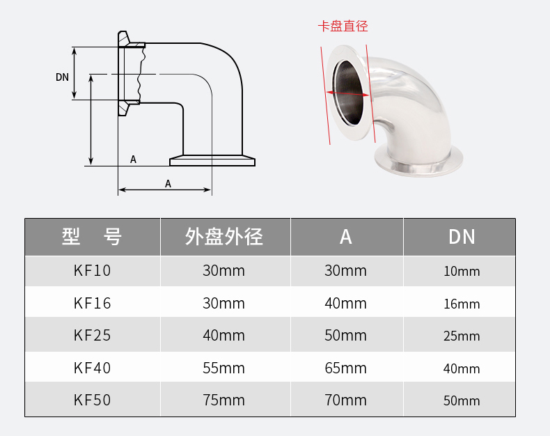304不锈钢kf真空快装90度弯头iso真空弯头90度真空弯头kf16kf25kf40kf