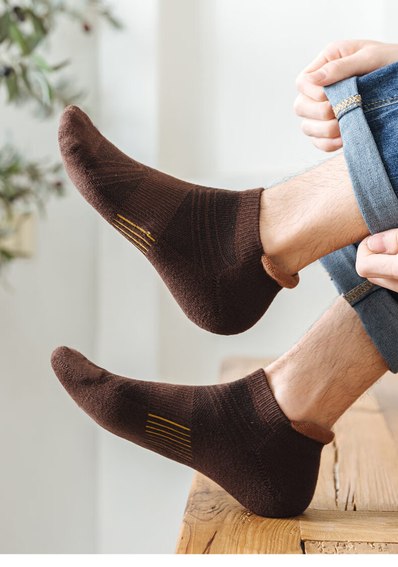 贵宾鸟船袜男士加厚款加绒保暖德绒袜子男冬季隐形冬款毛巾底地板袜 3