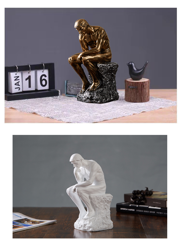 苏墨创意人物雕塑思考者沉思者摆件客厅书房样板房办公室装饰品小摆设