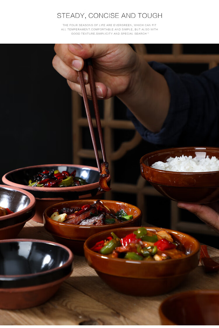 百德莱土陶黄焖鸡米饭碗蒸碗扣肉碗小碗菜道具碗粗瓷火锅小料碗bdl半