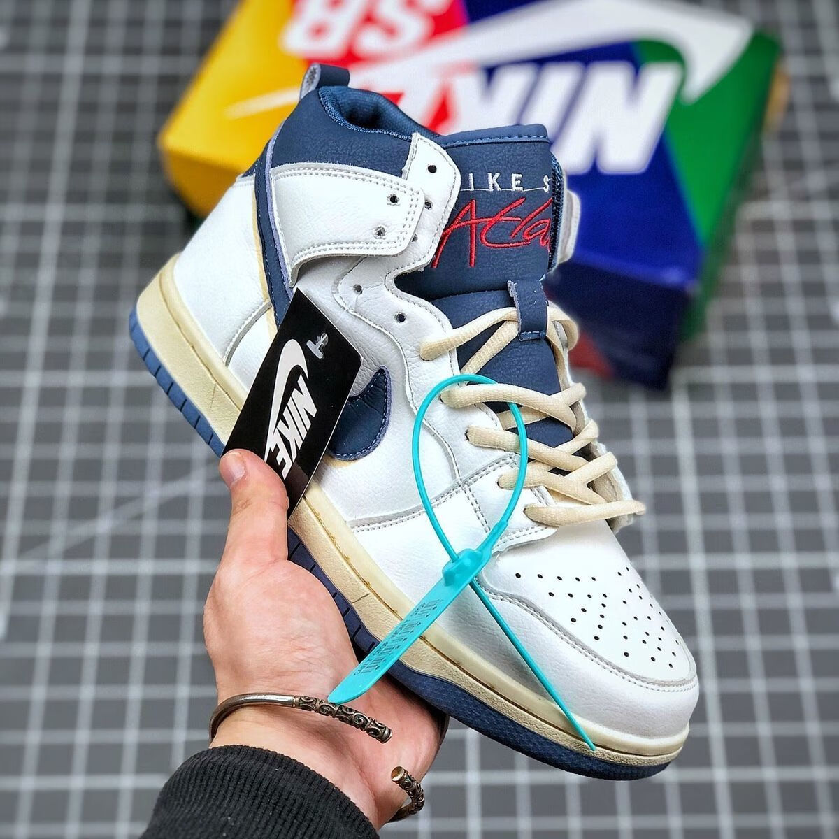 新款atlas nk sbdunk high迷失海洋白蓝高帮休闲板鞋情侣百搭鞋 白蓝