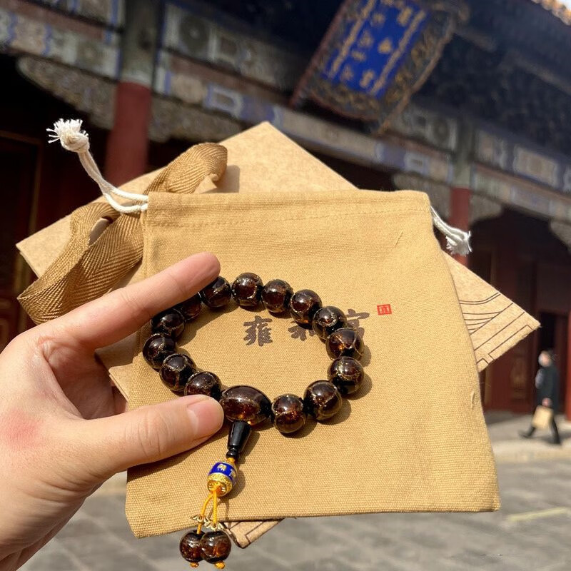 雍和宫香灰琉璃手串 雍和宫琉璃香灰手串男女款佛珠sn8759 白色学业