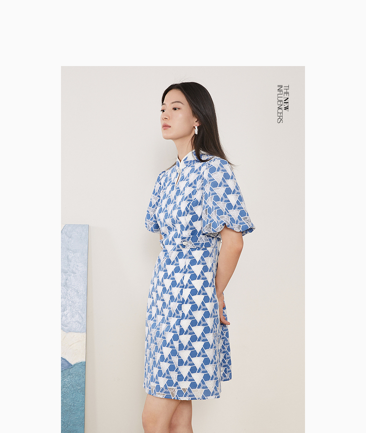 yiner音儿专柜女装2022夏季新款连衣裙连衣裙8c62205996 蓝色 36