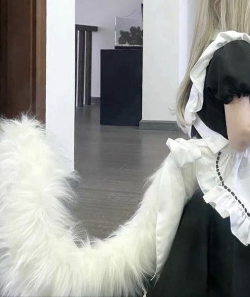 可动兽尾手作兽尾狐狸尾巴cos道具动漫展女仆猫尾巴狼尾二次元jk 白狼