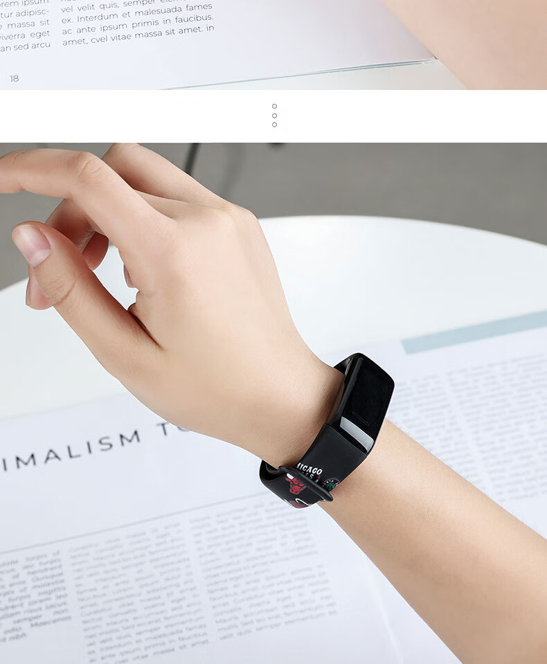 奥古者适用乐心手环表带55s创意印花腕带液态硅胶一体mambo5代替换带