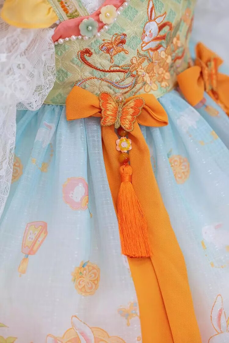 【jd优选】发光裙子儿童玉兔灯笼裙裙小孩中秋玉兔装女童衣服汉服童装