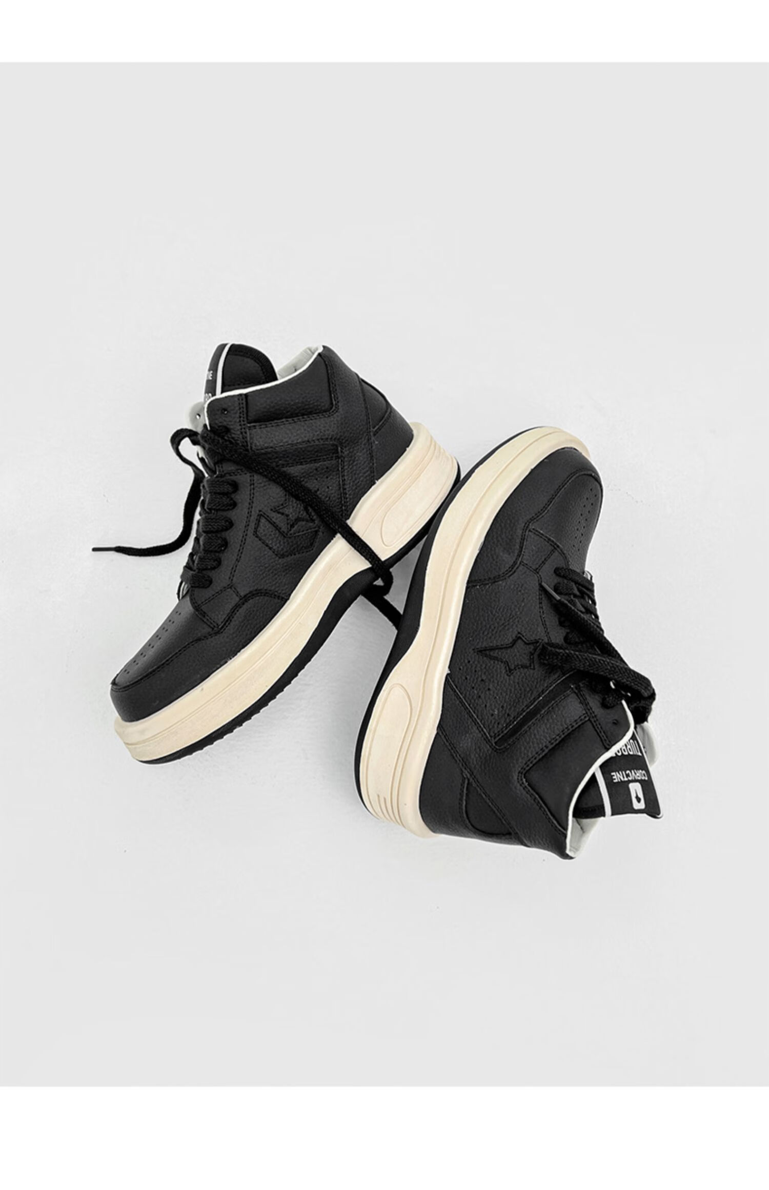 ro联名款高帮男鞋皮增高厚底运动休闲板鞋女小众感潮鞋 ro黑色 38