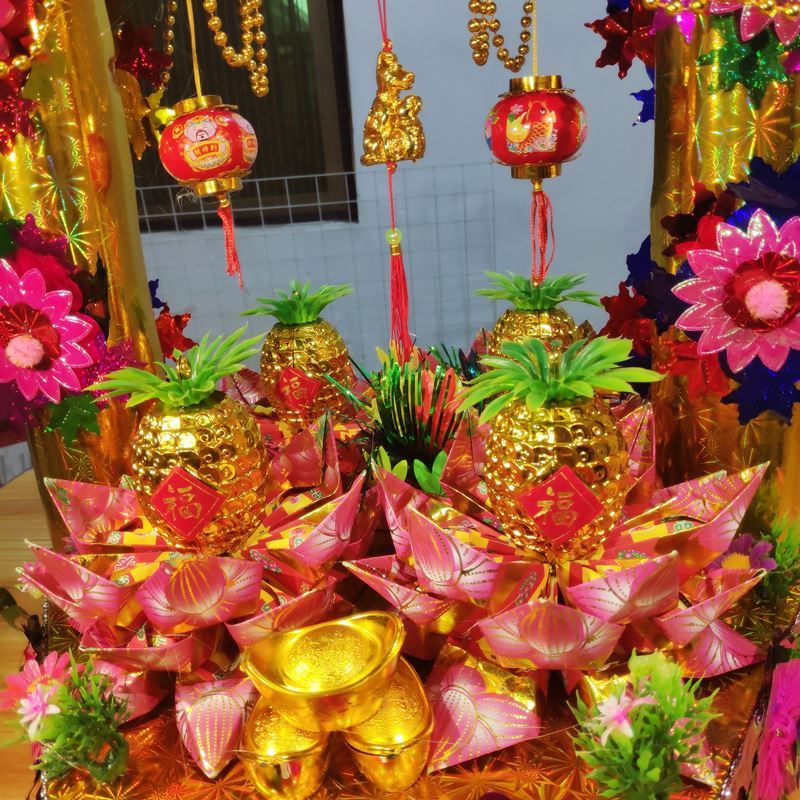 中秋拜神纸折塔 拜月娘用品材料装饰纸半成品潮汕中秋折塔拜神七彩硬