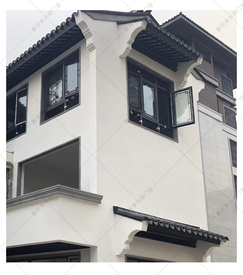 别墅新中式仿古断桥铝门窗高端定制园林四合院平开推拉折叠钢化玻璃