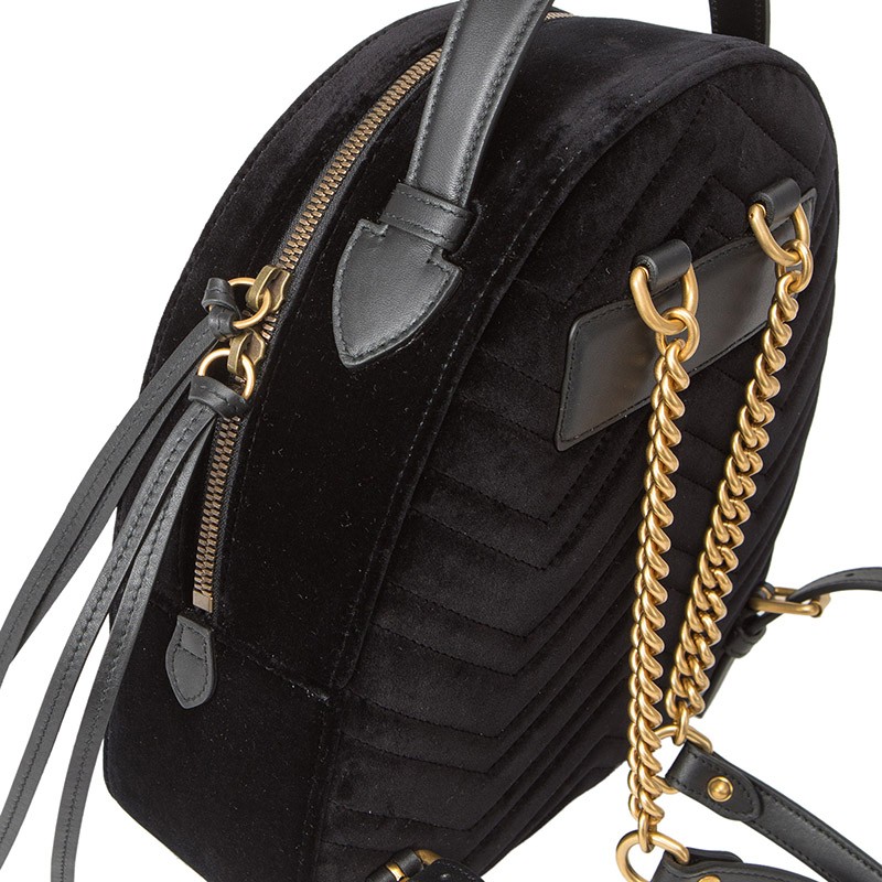 gucci古驰女包ggmarmont天鹅绒双肩包背包5245689qict5671蓝色