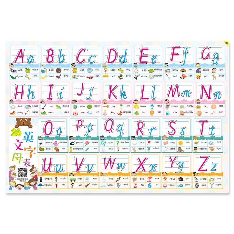 拼音字母表墙贴一年级幼儿园教材挂图声母韵母音节全套拼读训练 成语