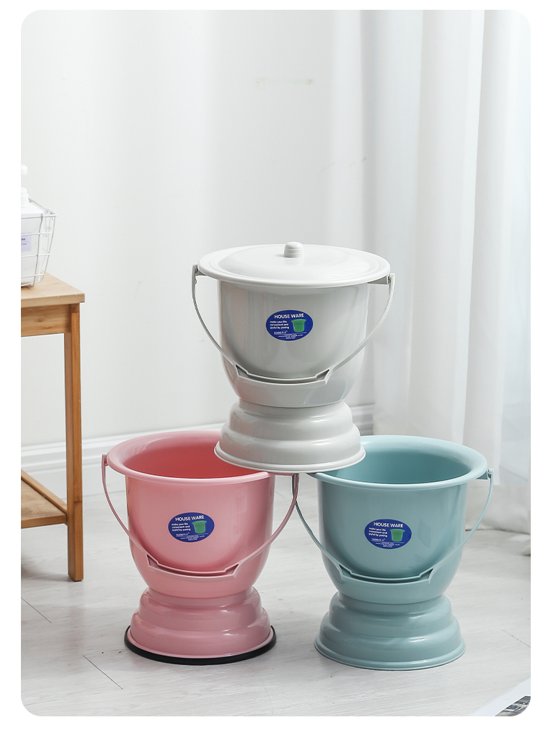 痰盂尿桶尿便盆尿罐夜壶加厚带盖手提家用起夜女孕妇儿童卧室 小号灰