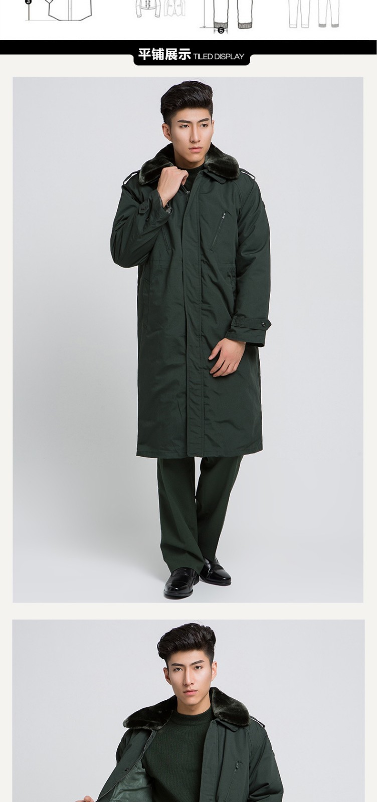 际华冬季棉服加厚防寒服男女棉大衣中长款意设保安大衣执勤大衣站岗