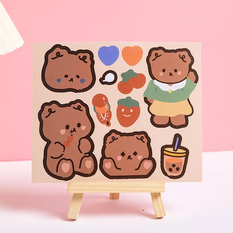 韩国可爱风巧克力小熊卡通手帐贴纸日记本水!