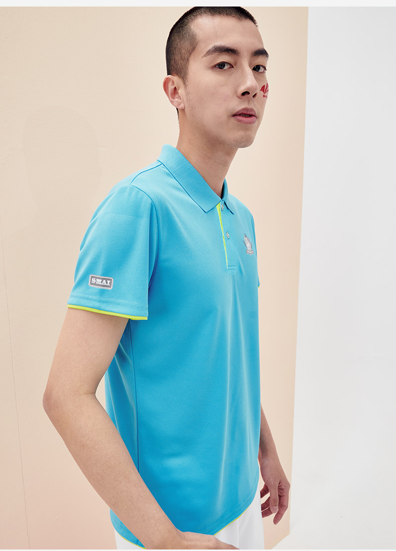 速迈新款专业运动polo衫裁判服工作服短袖男女团购款天蓝上衣女xxl