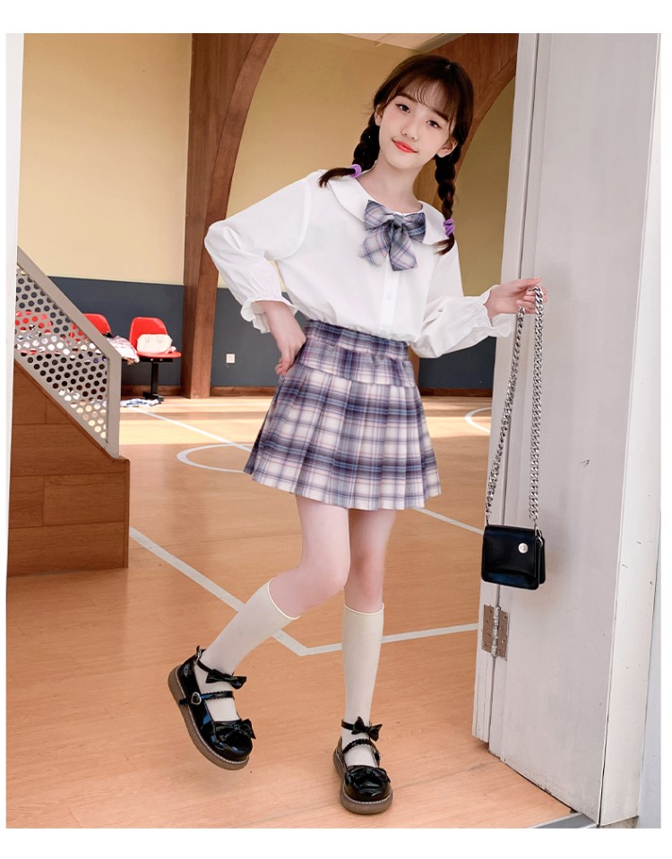 儿童春夏jk套装衬衫校园款中大童洋气时髦女童jk网红百褶裙两件套小椿