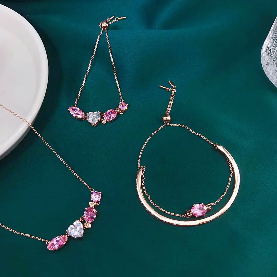 【施华洛世奇同款】新品gema 520仿水晶粉红色可爱糖果项链女送情人节