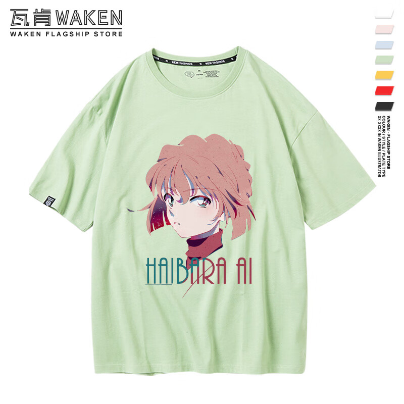 名侦探柯南灰原哀卡通动漫周边衣服日系二次元同款夏纯棉短袖t恤黑色
