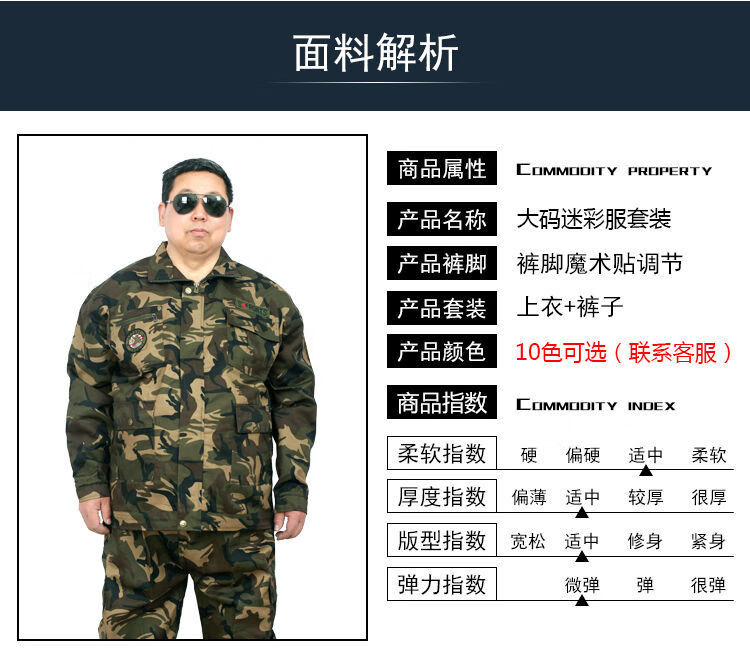 200斤胖哥肥佬胖人加肥加大工程工作服大码迷彩服套装男加肥工地春秋