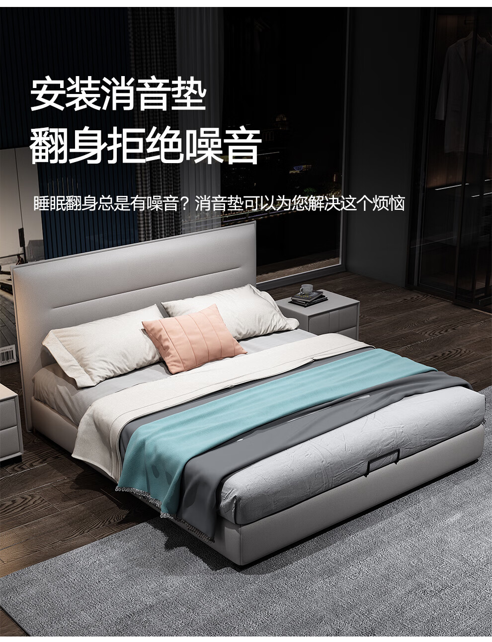 煜庭小户型北欧布艺床次卧意大利设计师床双人床婚床北欧现代简约18米