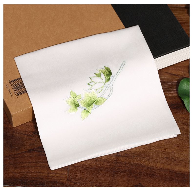 jedmviss【情人节礼物】 真丝手工刺绣手帕古典玉兰花苏绣手绢双层