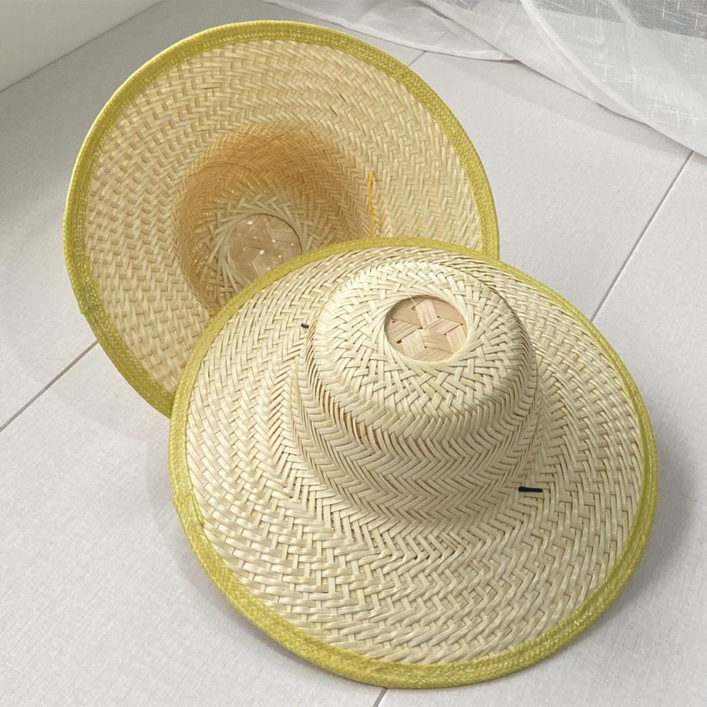 lucaly竹编凉帽竹编帽子农民男农活钓鱼遮阳帽防晒大檐凉帽女出游竹帽