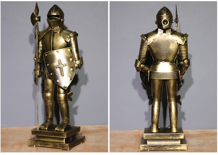 中世纪骑士铠甲盔甲古罗马武士模型酒吧酒店大堂企业门厅大型落地摆件
