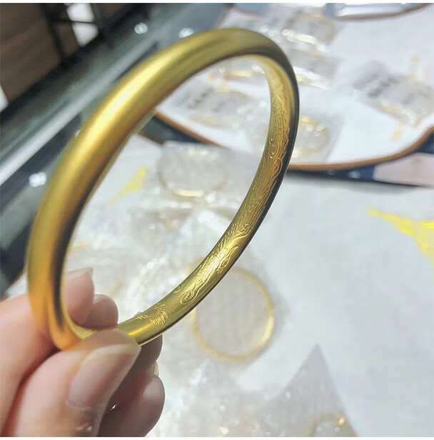 小腰金传承系列古法黄金手镯实心推拉款999足金镯子女足金结婚金饰
