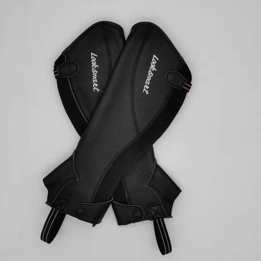 骑马护腿骑马装备马靴套防磨马术护具全黑色4xl腿围42cm