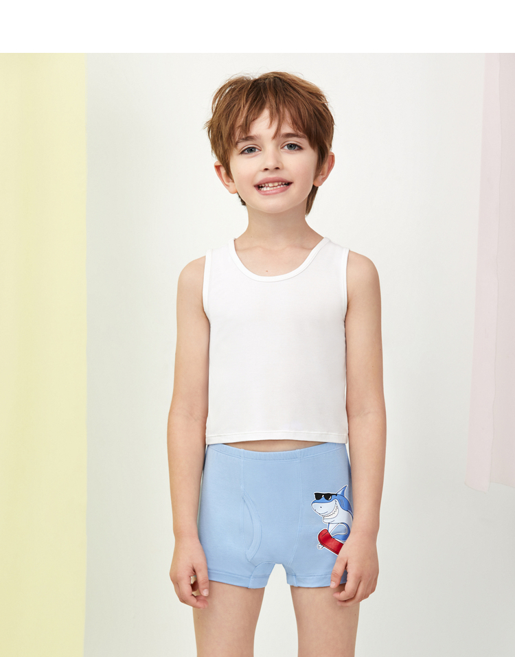 aimer kids爱慕儿童天使小裤modal印花男孩中腰平角裤 鲨鱼局印ak