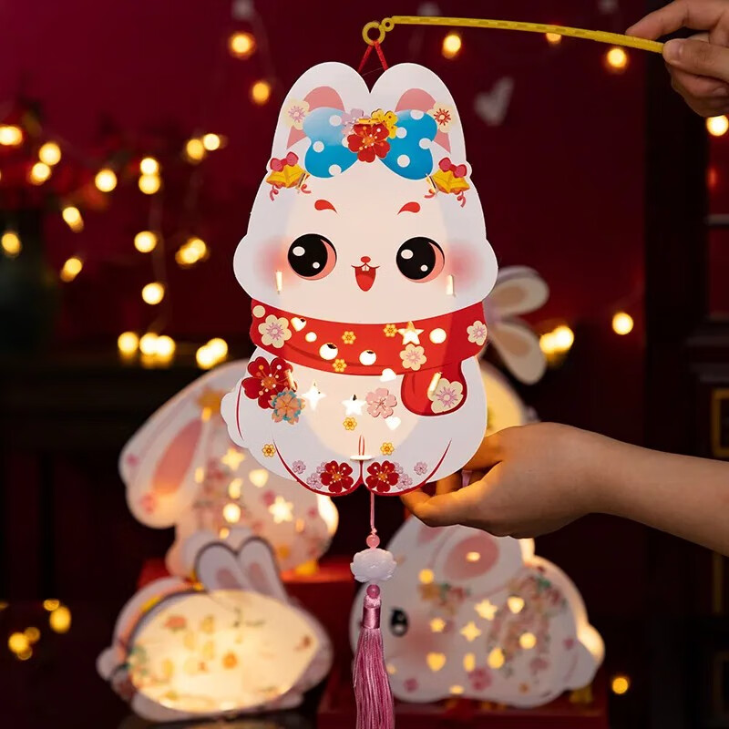 灰妮子中秋节国风灯中秋挂饰手提花灯宫灯儿童diy手工制作 美妆工具 随机图案 2个装