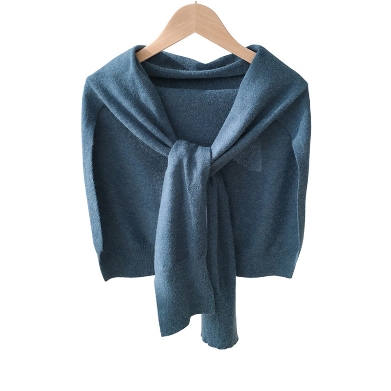 somubay 纯色毛线针织小披肩外搭女斗篷围巾两用百搭披风韩版春秋搭肩